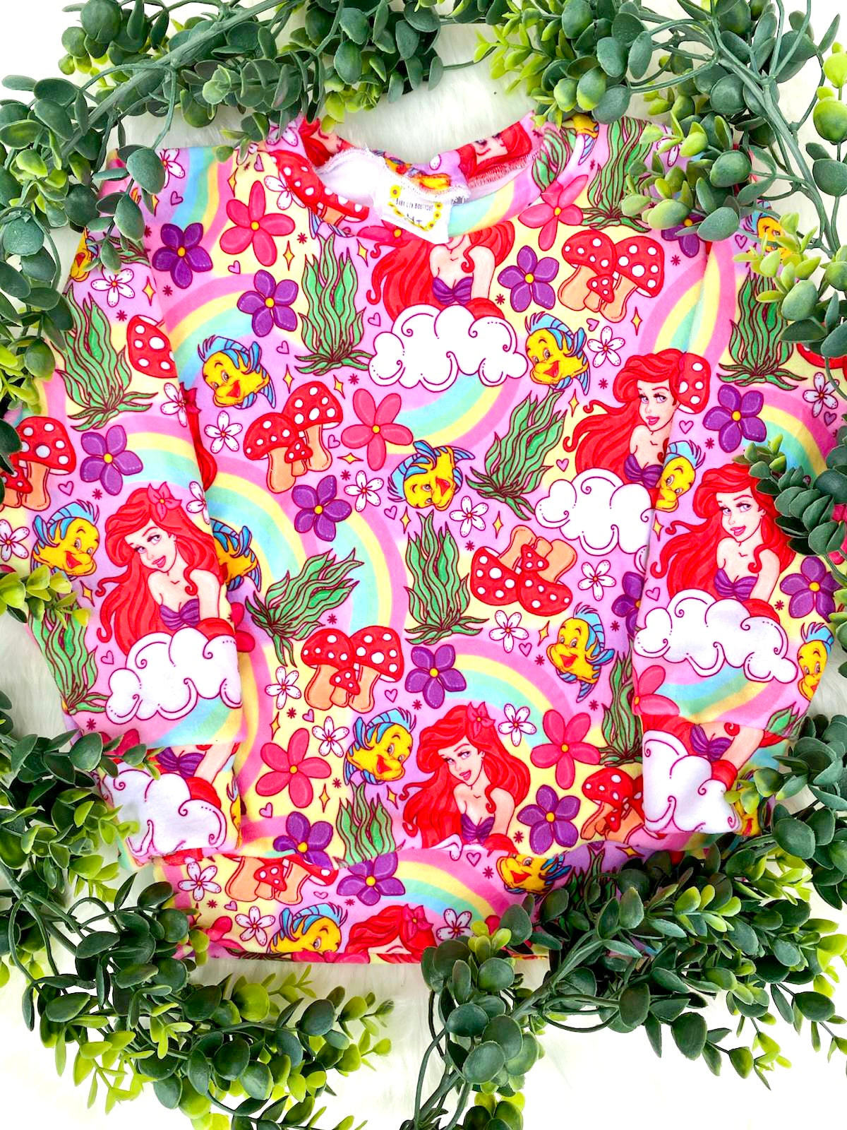 4T Size- Velvety Rainbow Mermaid Ready To Ship Sweatshirt