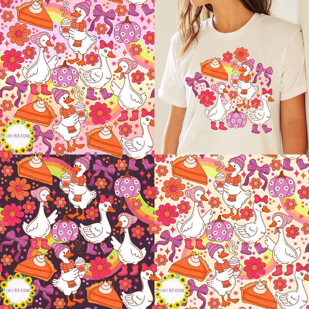 LIMITED BUNDLE- Fall Cutesy All Seamless + PNG's 45+ Files (All Colorways)