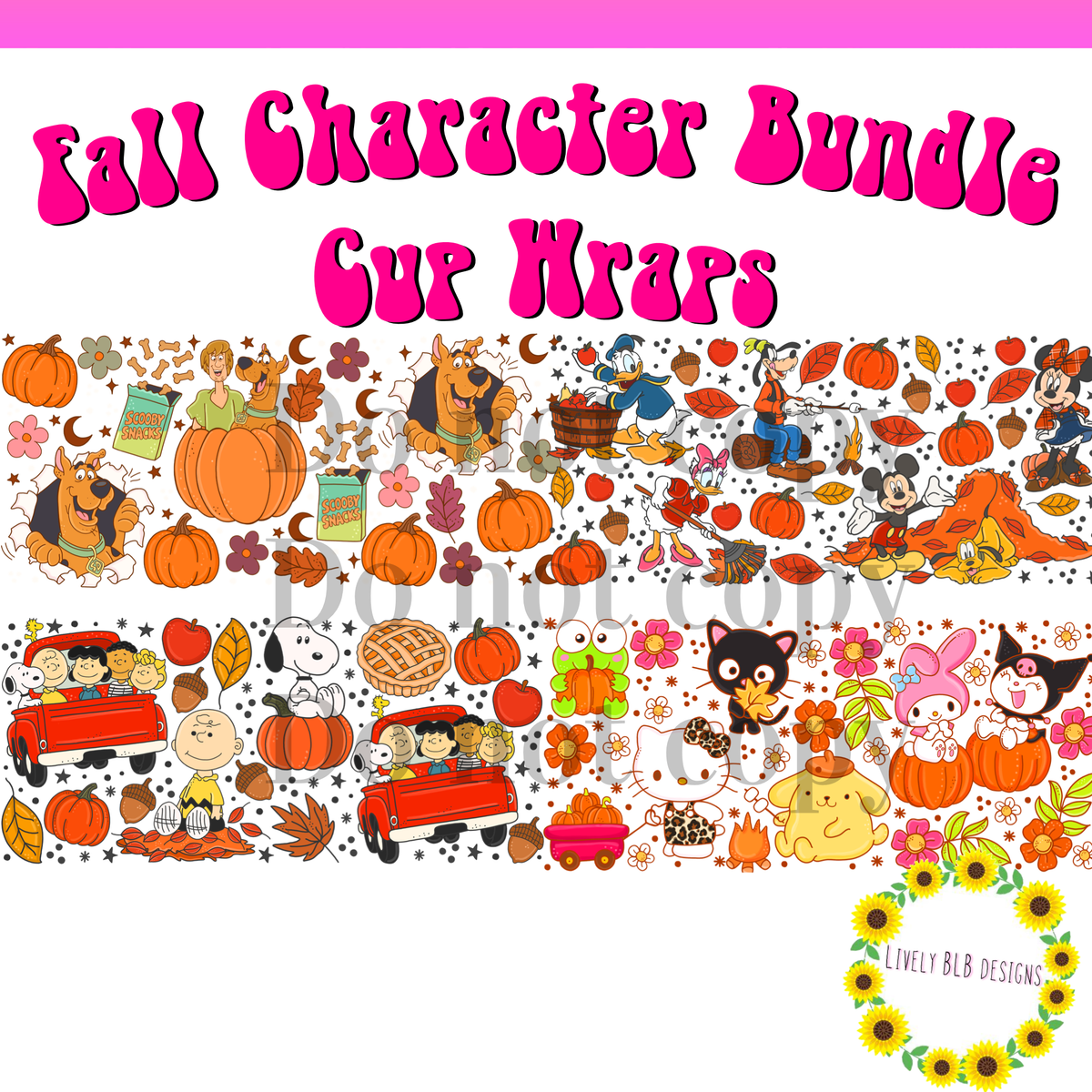 Cup Wrap Limited Fall Character Bundle 4 Libbey Cup Wraps