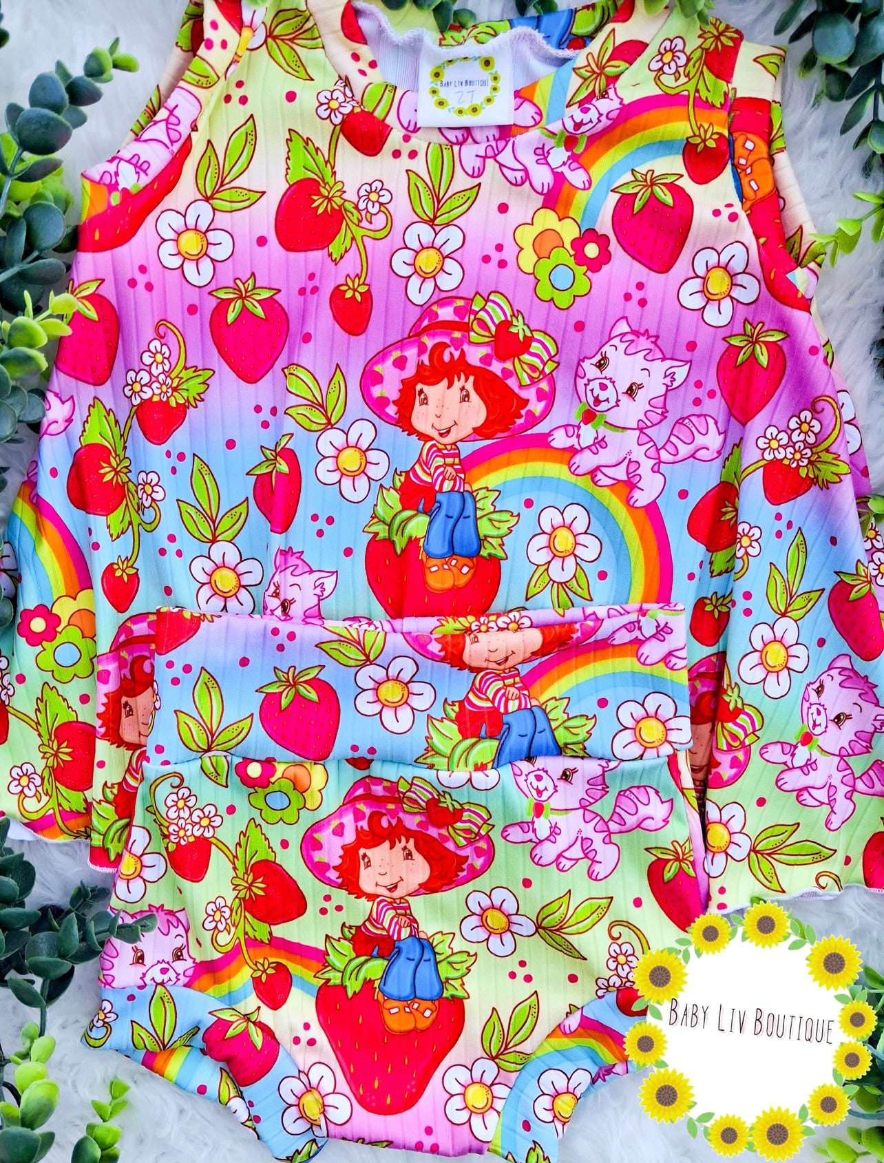 Bamboo Handrawn by BLB Strawberry Girl Set Top + Bottoms (Put Style + Size in Notes at Checkout) (Copy) (Copy)