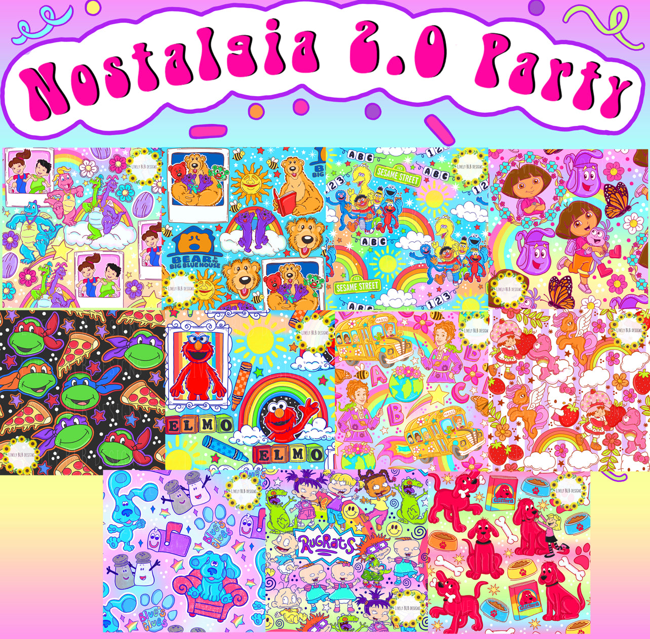 LIMITED ALL Nostalgia Full Bundle- All 11 Seamless + 11 Pngs (Multiple Colorways)