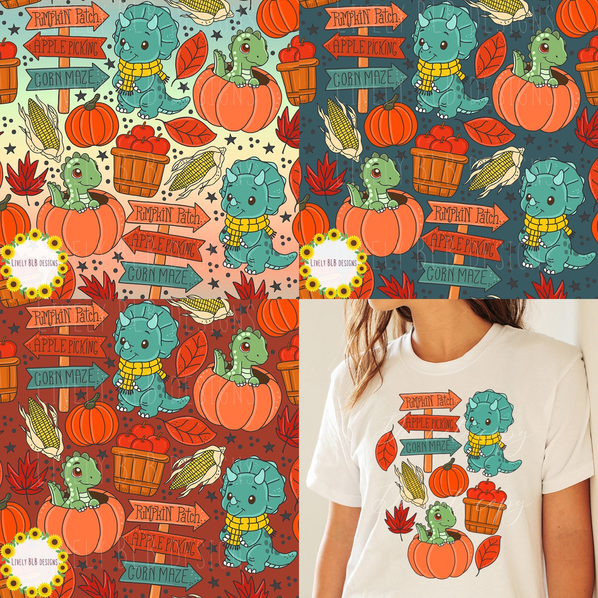 LIMITED BUNDLE- Fall Cutesy All Seamless + PNG's 45+ Files (All Colorways)