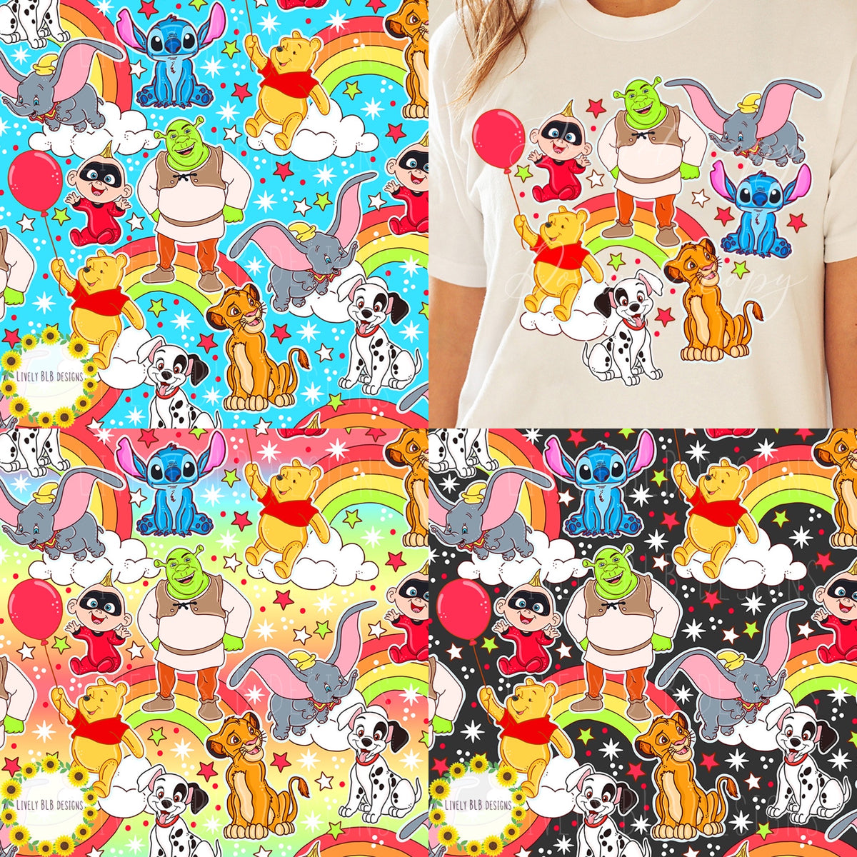 Limited Magical Party Bundle- ALL 6 Seamless + 6 Pngs + Coordinates (All Colorways)