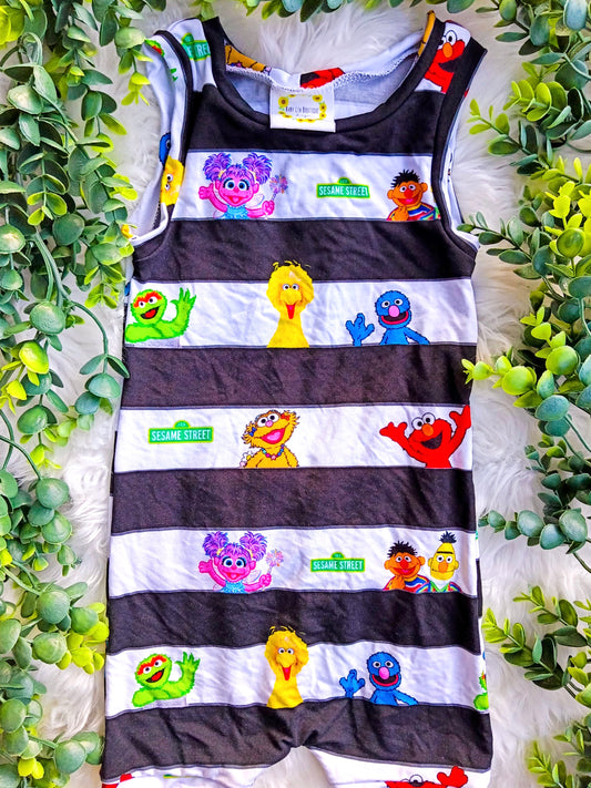 Size 12-18 months- Bamboo Ready To Ship Striped Street Ollie Romper