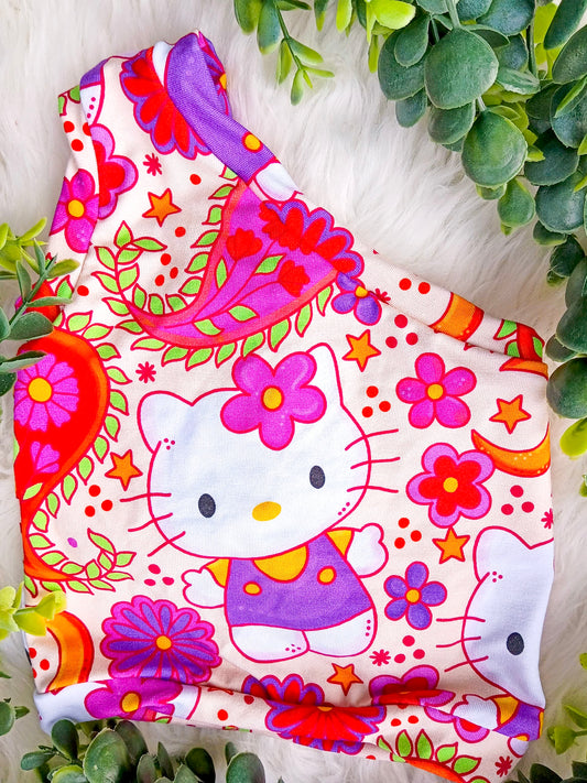 Size 3/6 months- Bamboo Ready To Ship Paisley Kitty Off Shoulder Top