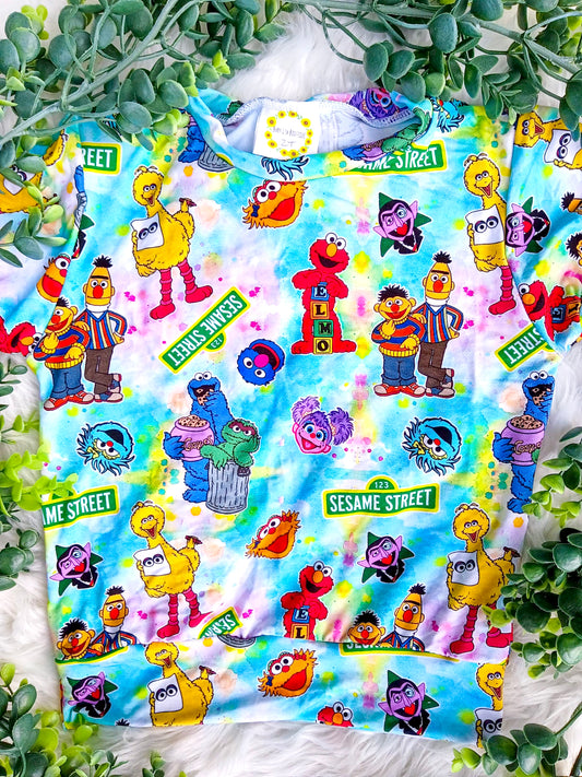 Size 4T- Bamboo Ready To Ship Watercolor Street Friends Short Sleeved Unisex Top