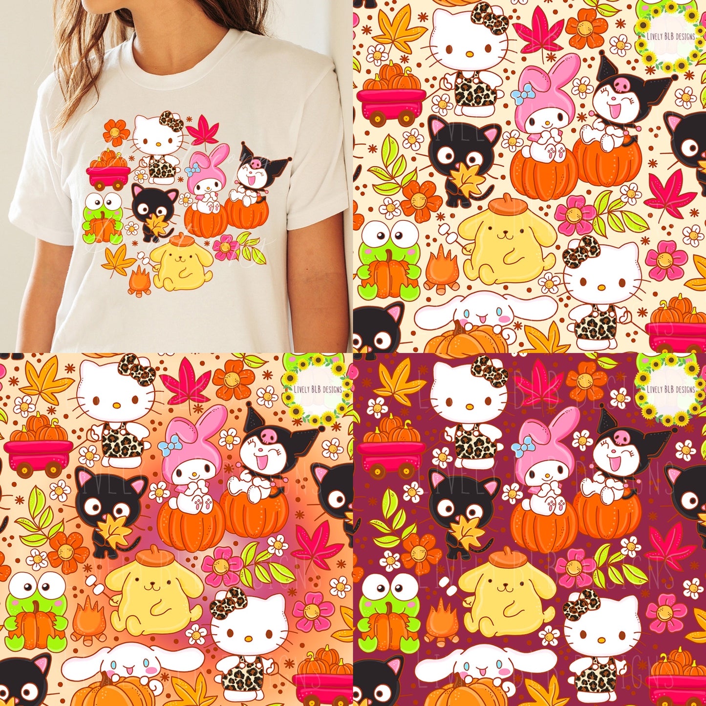 Fall Characters LIMITED Deal Bundle All Colorways Seamless + Pngs (12+ Files)