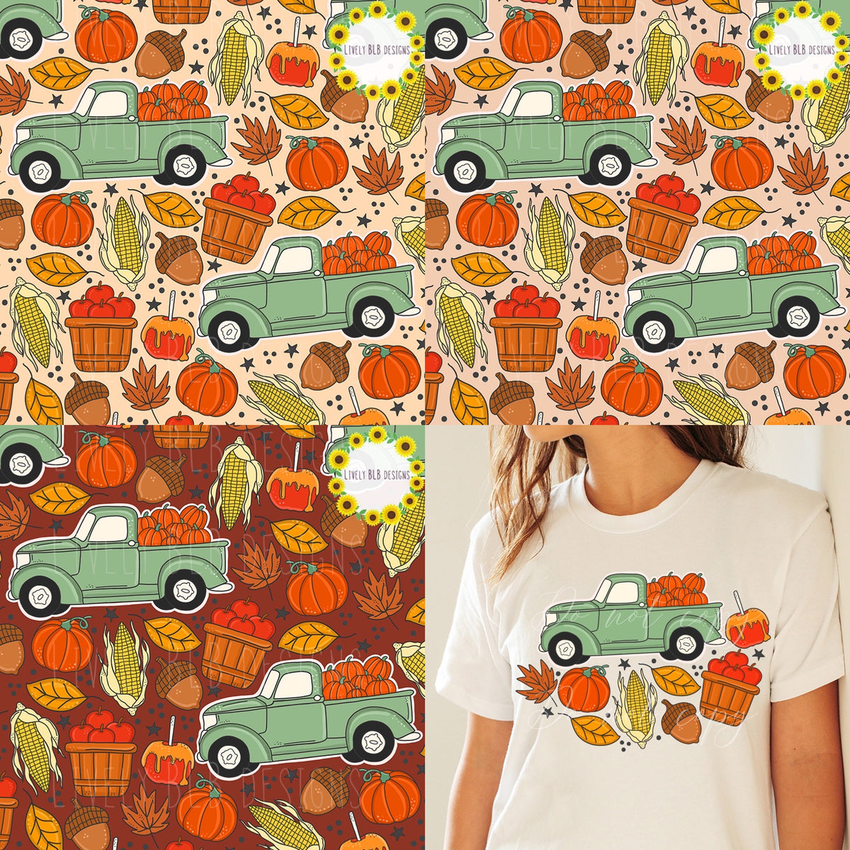 LIMITED BUNDLE- Fall Cutesy All Seamless + PNG's 45+ Files (All Colorways)