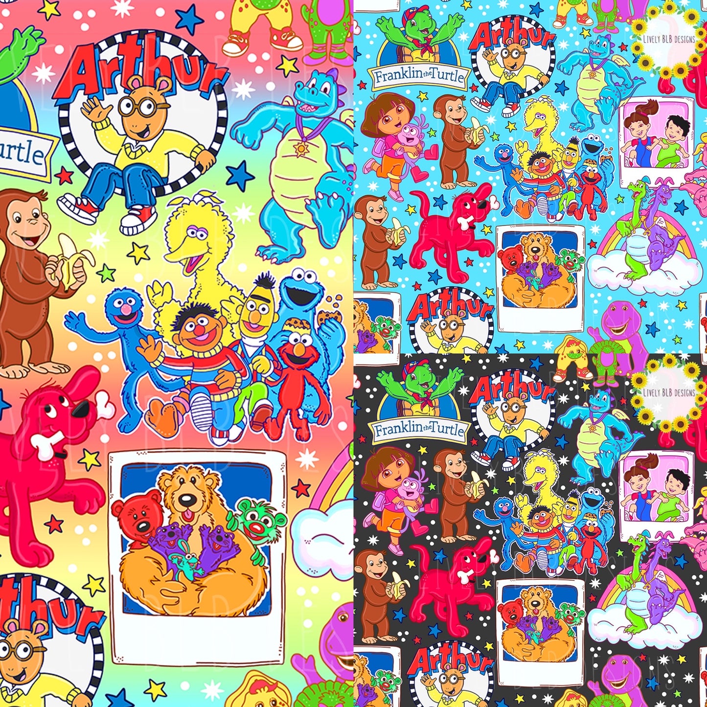 LIMITED Old Time Shows Nostalgia Bundle- All 6 Seamless + 5 Pngs (Multiple Colorways) 20+ Files