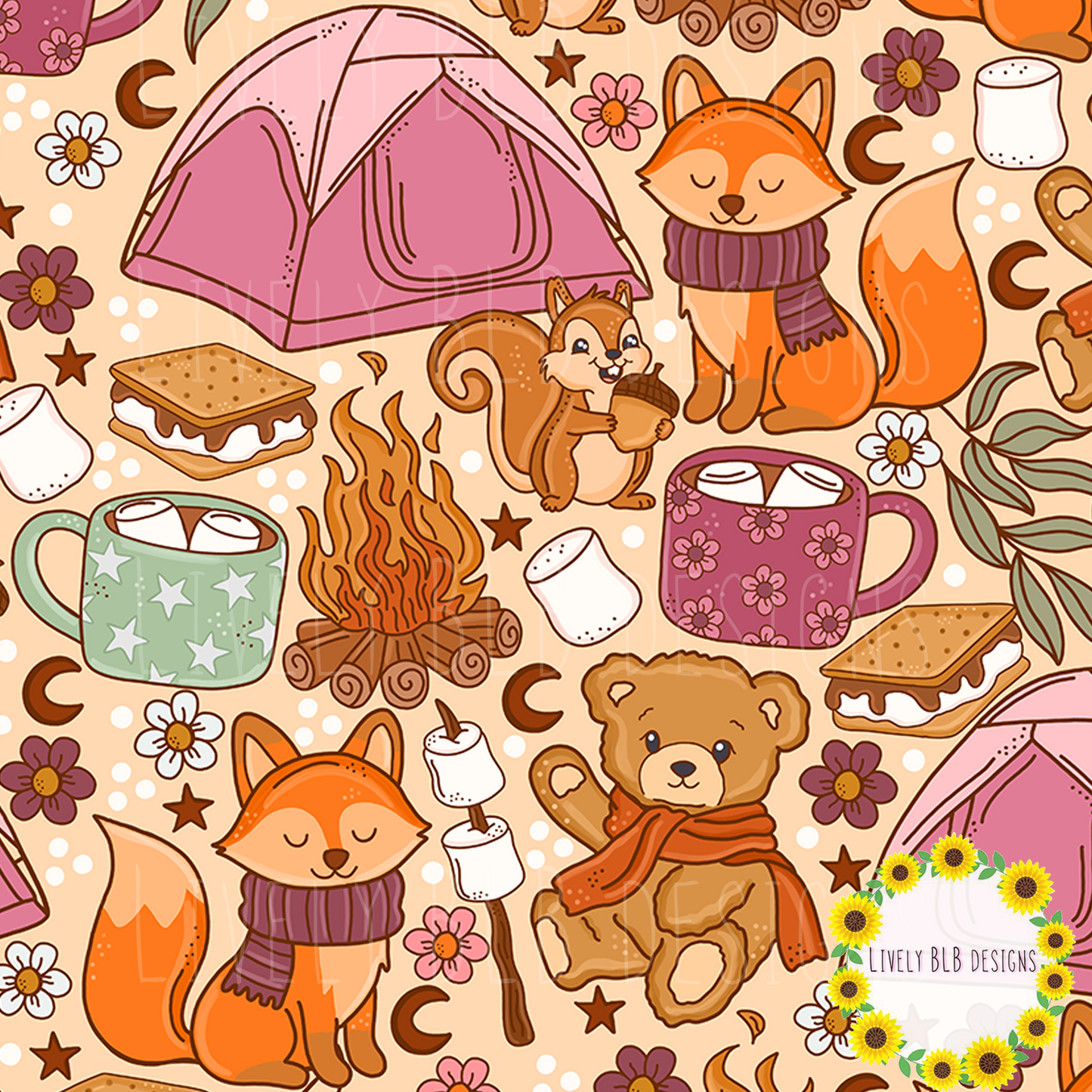 Seamless Fall Cutesy + PNG Bundle S469
