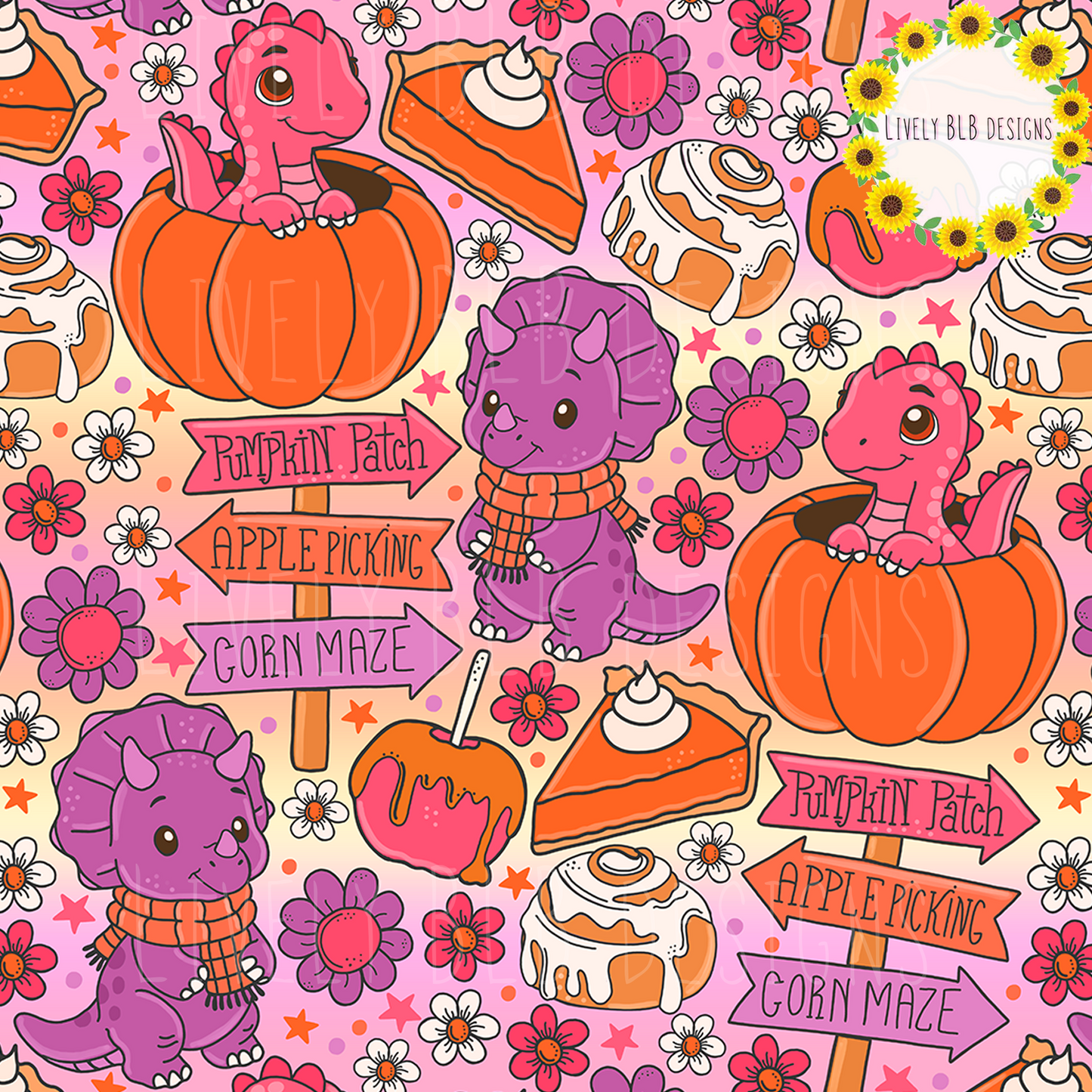 Seamless Fall Cutesy + PNG Bundle S481