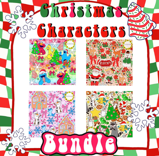 Christmas Character LIMITED Bundle All Colorways 4 Seamless + 4 Pngs (20 Files)