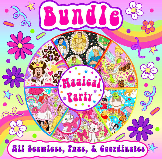 Limited Magical Party Bundle- ALL 6 Seamless + 6 Pngs + Coordinates (All Colorways)