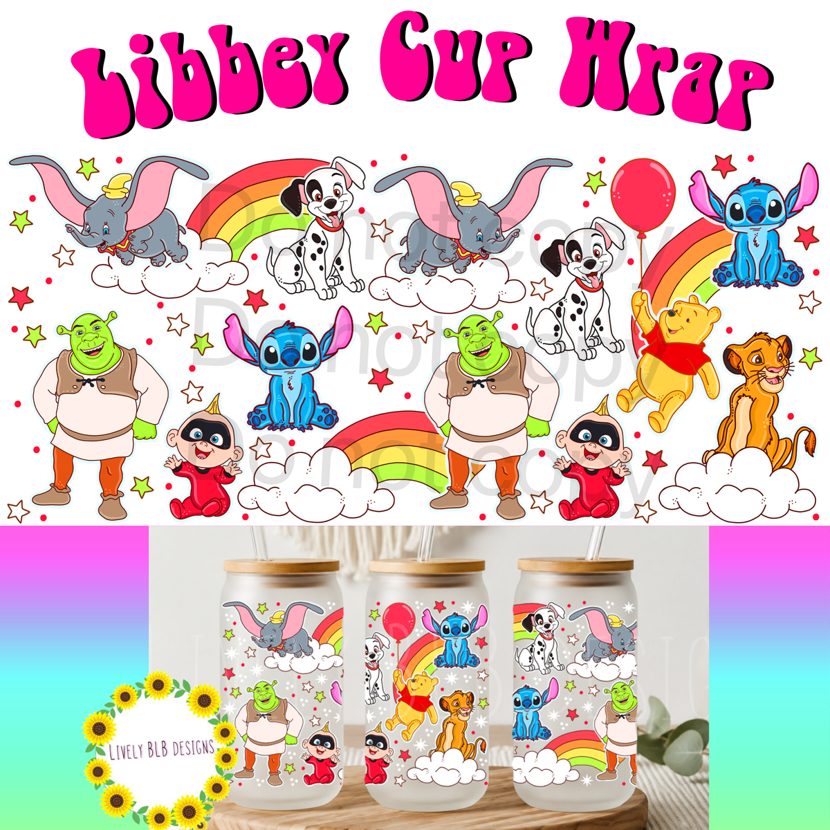 Cup Wrap Limited Magical Character Bundle 6 Libbey Cup Wraps