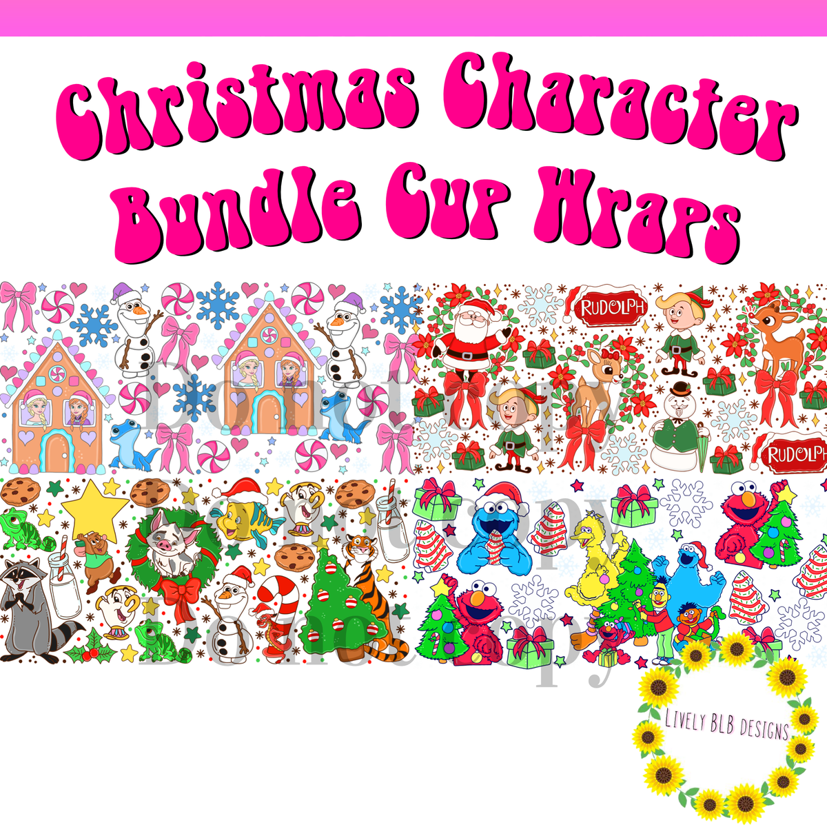 Cup Wrap Limited Christmas Character Bundle 4 Libbey Cup Wraps