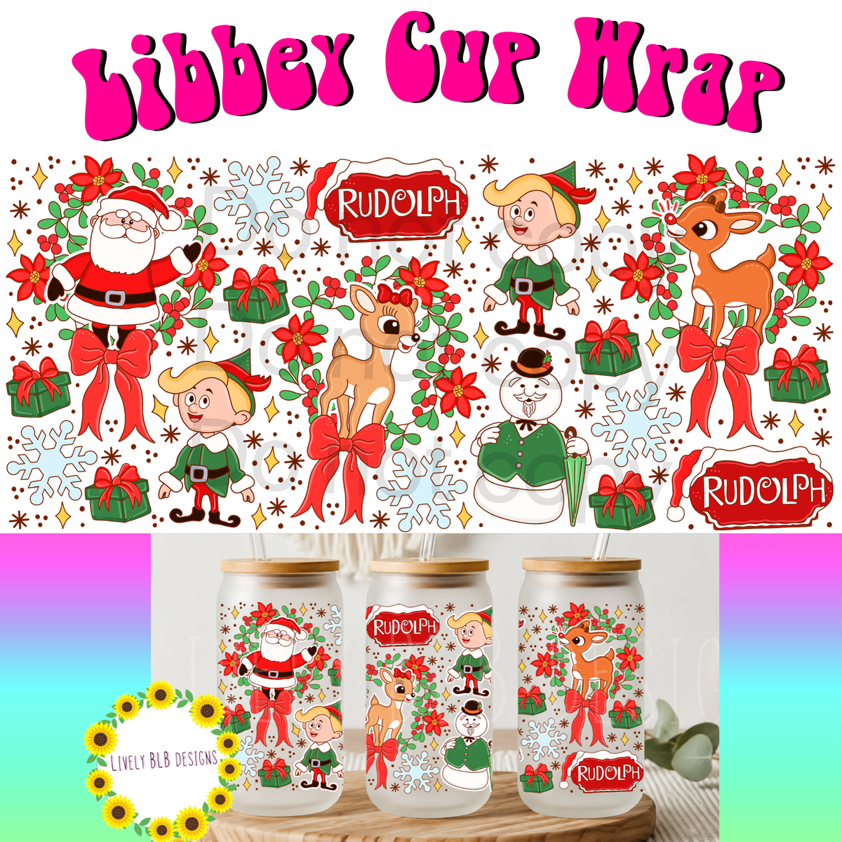Cup Wrap Limited Christmas Character Bundle 4 Libbey Cup Wraps
