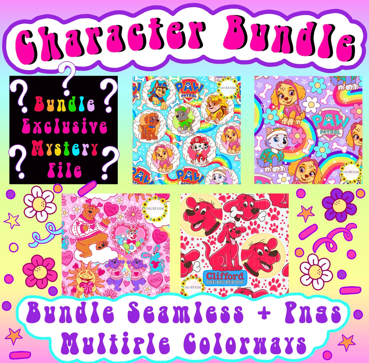 Limited BUNDLE Character 5 Seamless + 5 Pngs (All Colorways) Mystery Bundle Exclusive File