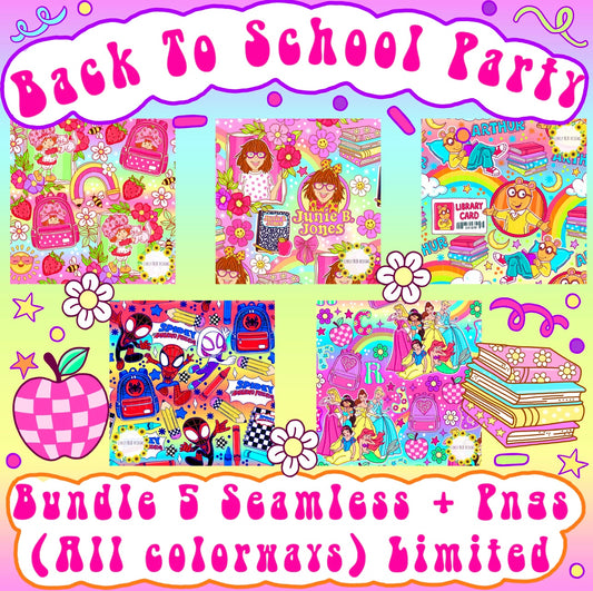 Back To School LIMITED Bundle- ALL 5 Seamless + 5 Pngs (All Colorways)
