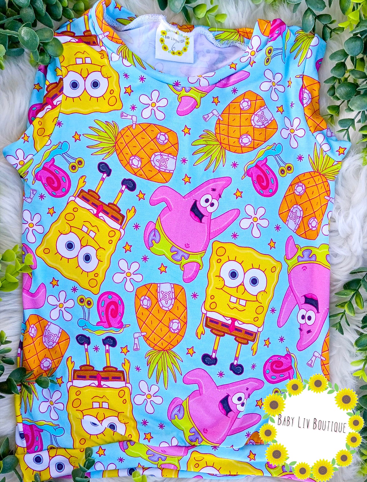 Bamboo Handrawn by BLB Sponge Friends Set Top + Bottoms (Put Style + Size in Notes at Checkout) (Copy) (Copy) (Copy)