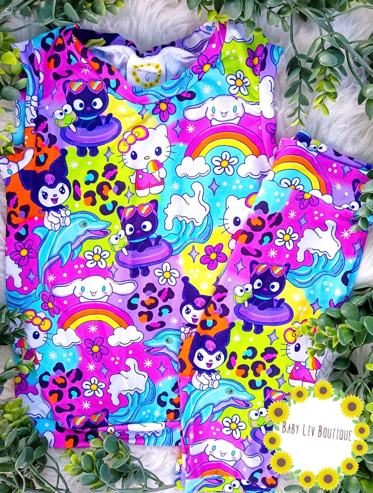 Bamboo Handrawn by BLB Rainbow Kitty Friends Set Top + Bottoms (Put Style + Size in Notes at Checkout) (Copy) (Copy) (Copy) (Copy) (Copy)