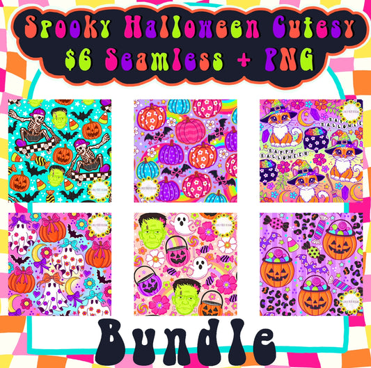 BUNDLE LIMITED- Halloween Cutesy All 6 Seamless + PNG's (All Colorways)