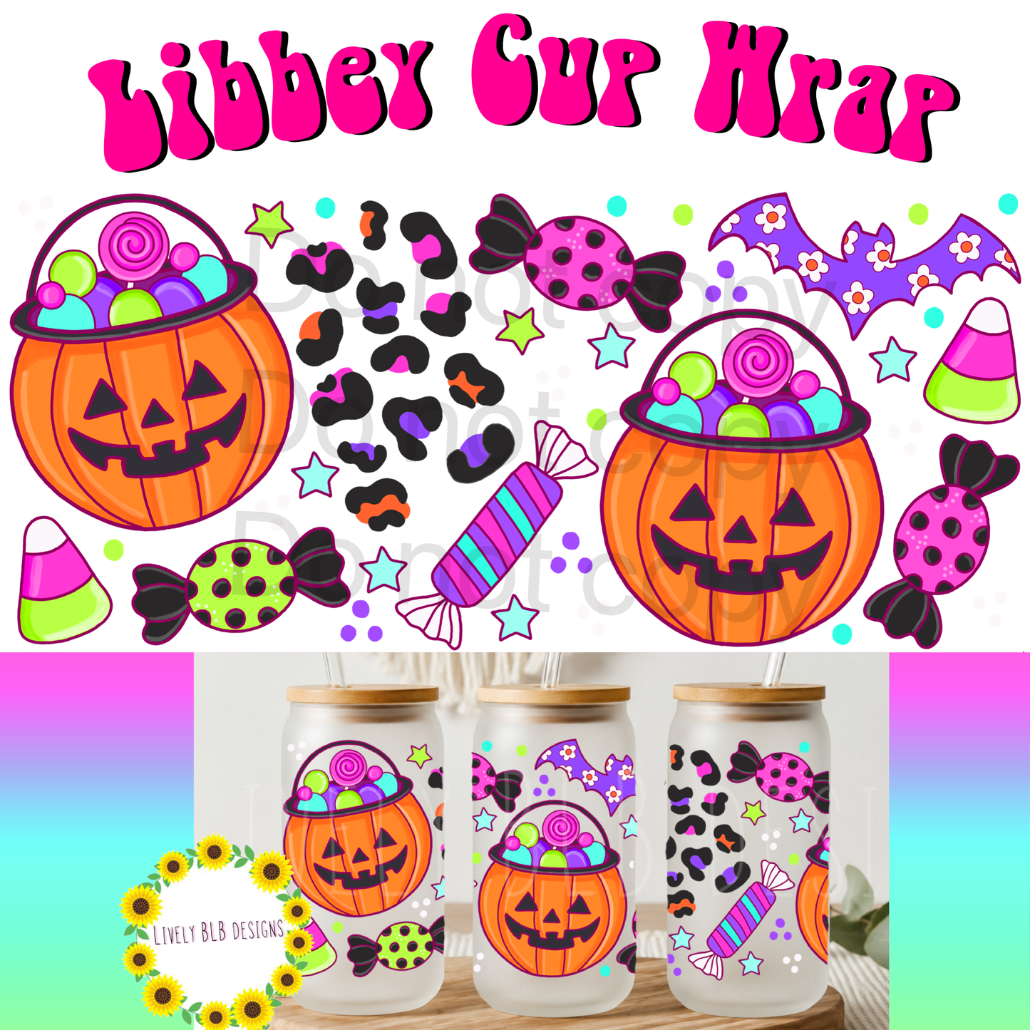Cup Wrap Limited Halloween Cutesy Bundle 6 Libbey Cup Wraps