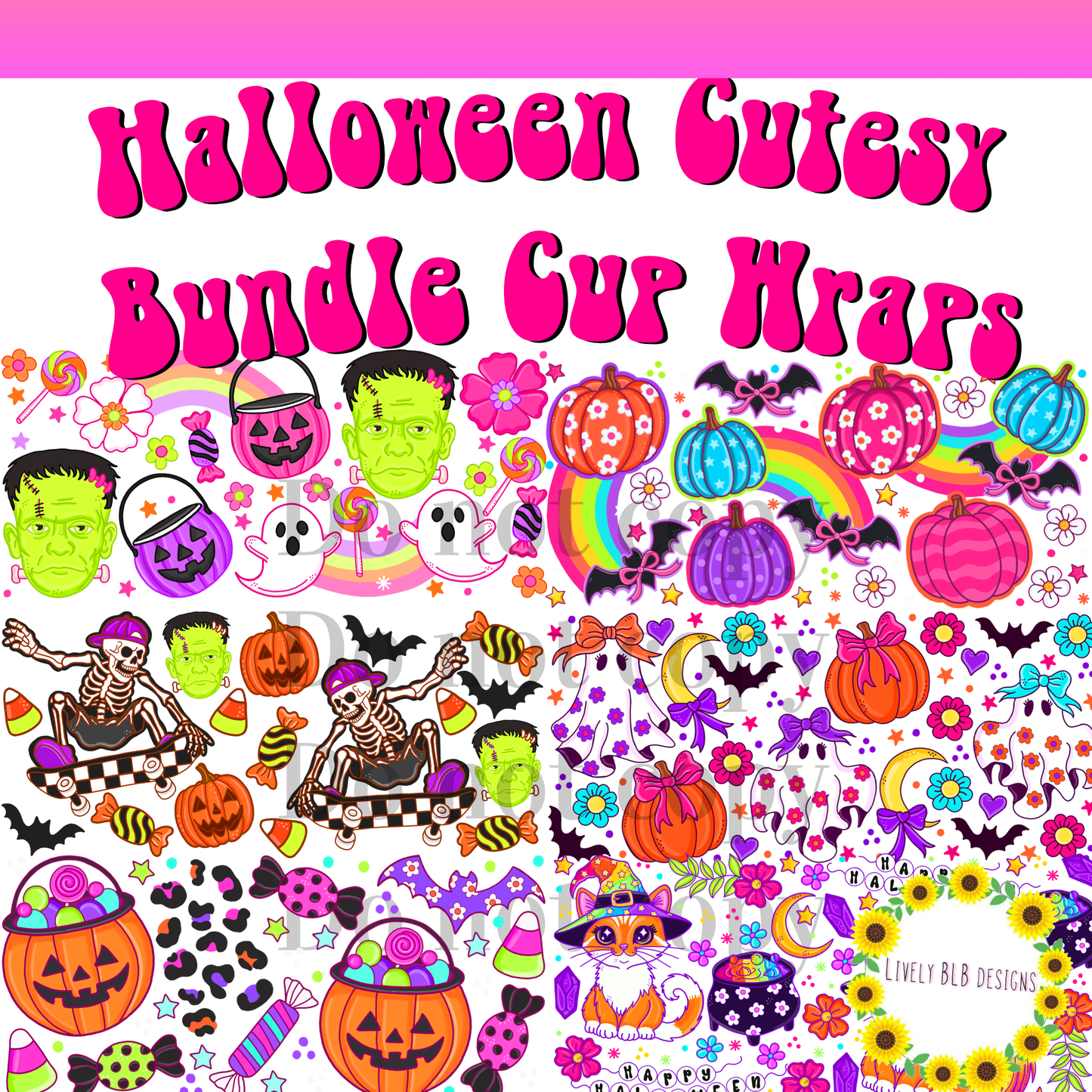 Cup Wrap Limited Halloween Cutesy Bundle 6 Libbey Cup Wraps