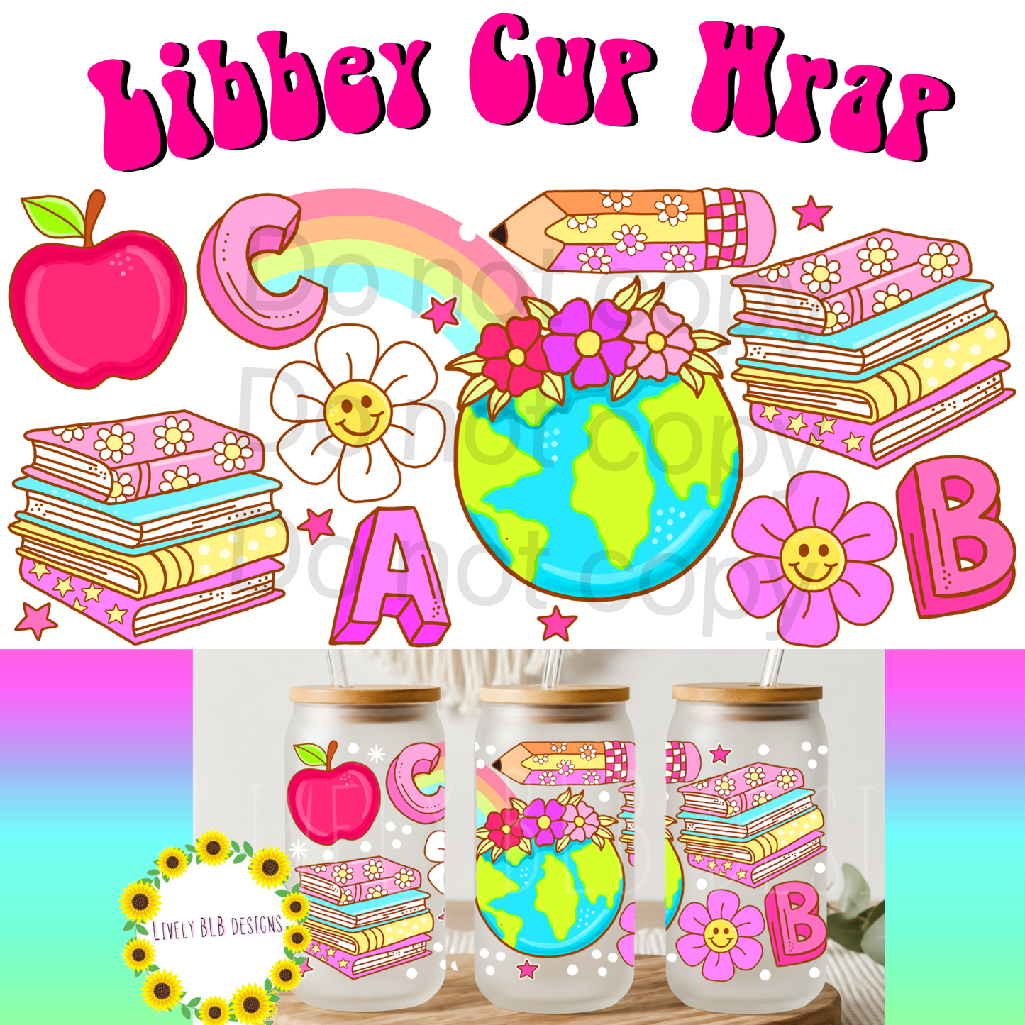 Cup Wrap Limited School Cutesy Bundle 5 Libbey Cup Wraps