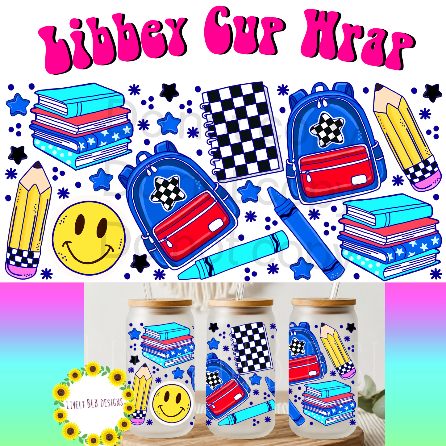 Cup Wrap Limited School Cutesy Bundle 5 Libbey Cup Wraps