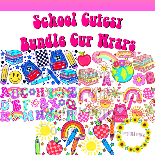 Cup Wrap Limited School Cutesy Bundle 5 Libbey Cup Wraps