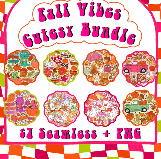 LIMITED BUNDLE- Fall Cutesy All Seamless + PNG's 45+ Files (All Colorways)