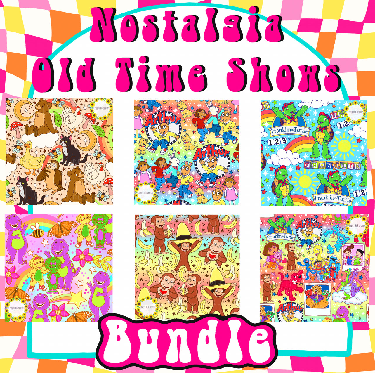 LIMITED Old Time Shows Nostalgia Bundle- All 6 Seamless + 5 Pngs (Multiple Colorways) 20+ Files