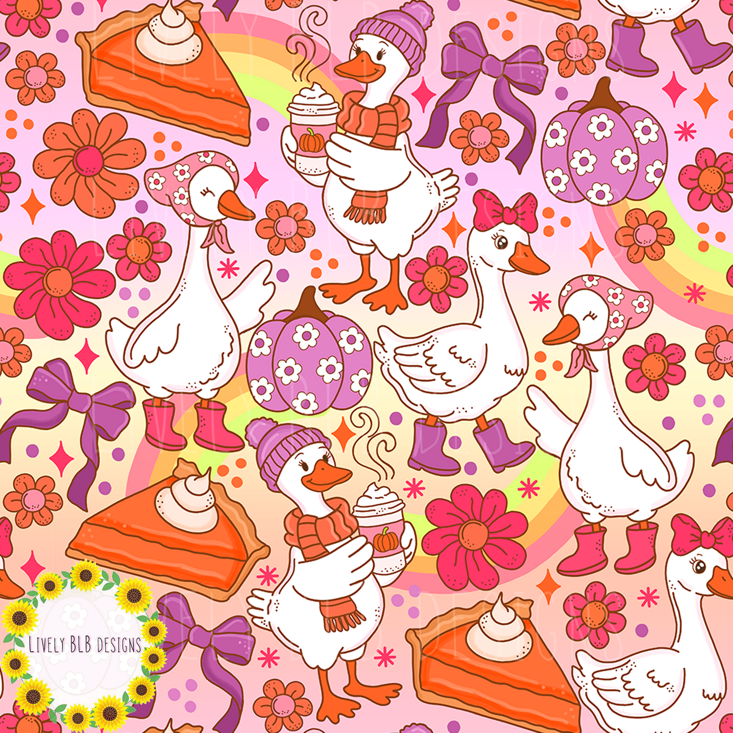 Seamless Fall Cutesy + PNG Bundle S489