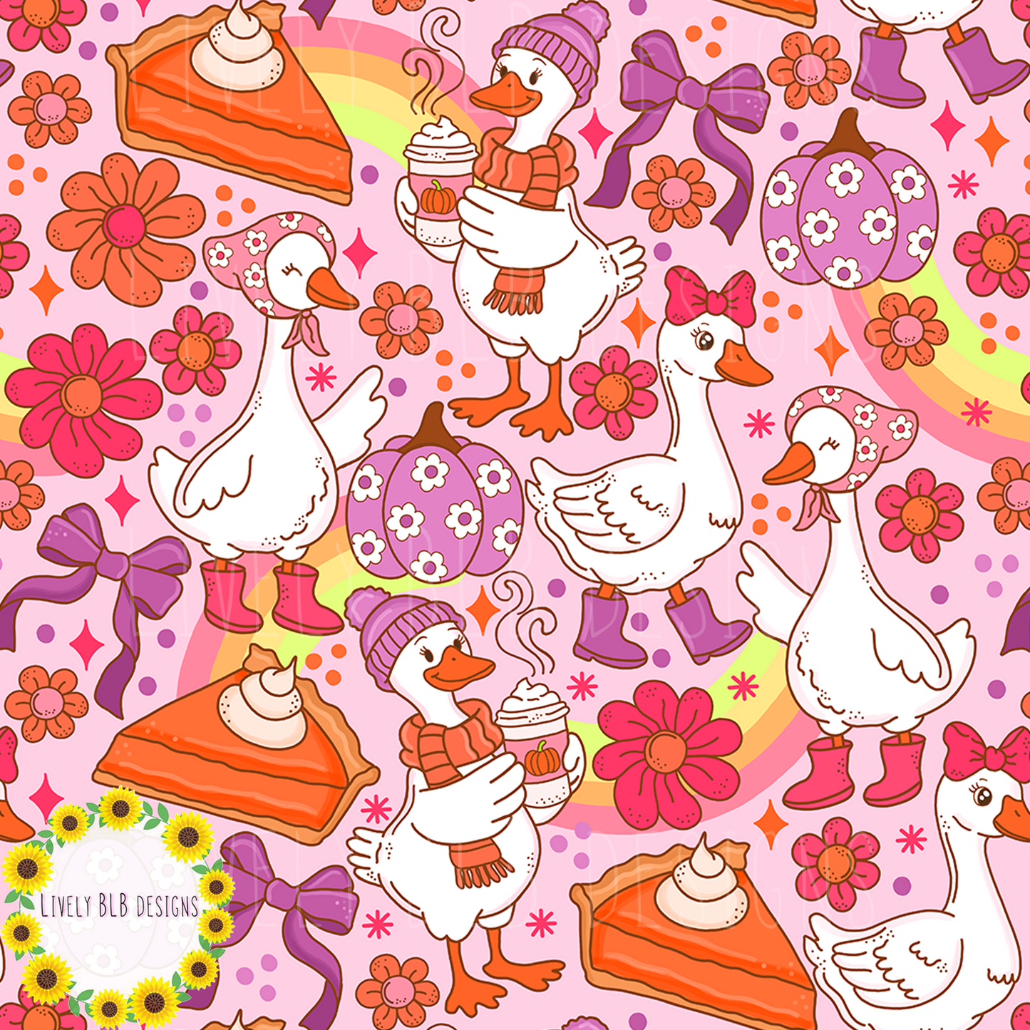 Seamless Fall Cutesy + PNG Bundle S490