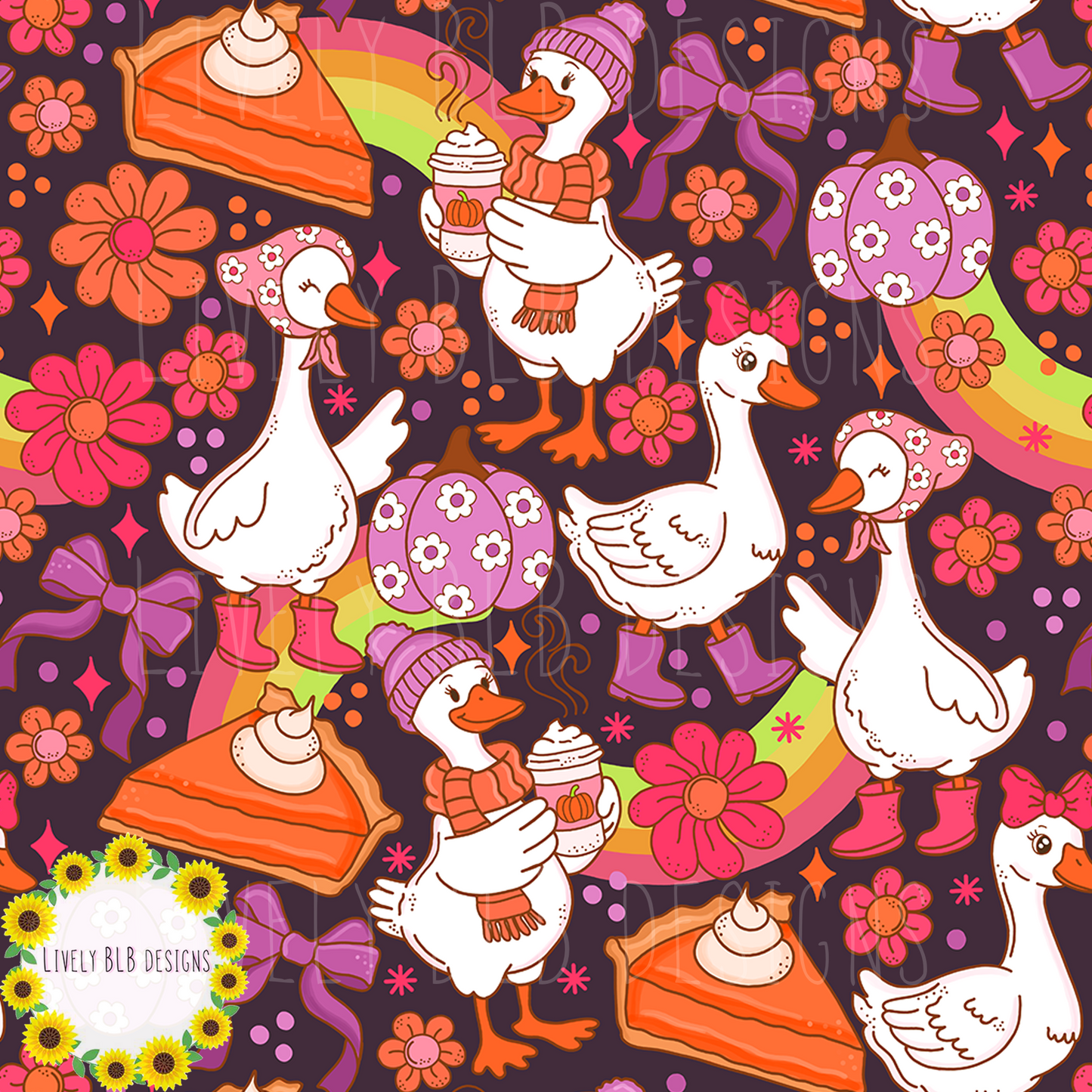 Seamless Fall Cutesy + PNG Bundle S491