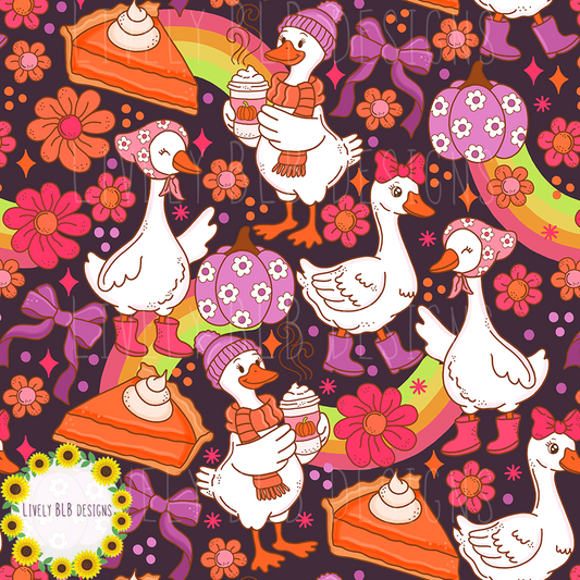 Seamless Fall Cutesy + PNG Bundle S491