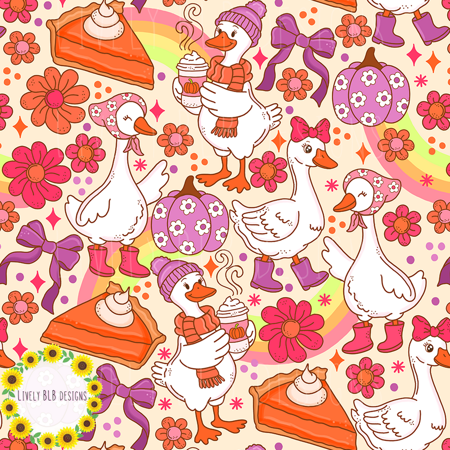 Seamless Fall Cutesy + PNG Bundle S492