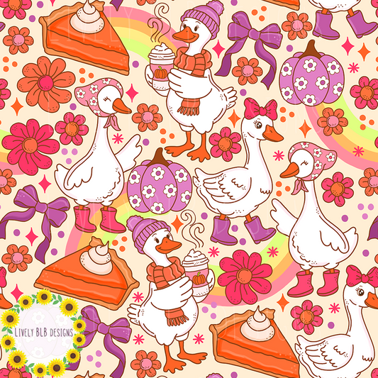 Seamless Fall Cutesy + PNG Bundle S492