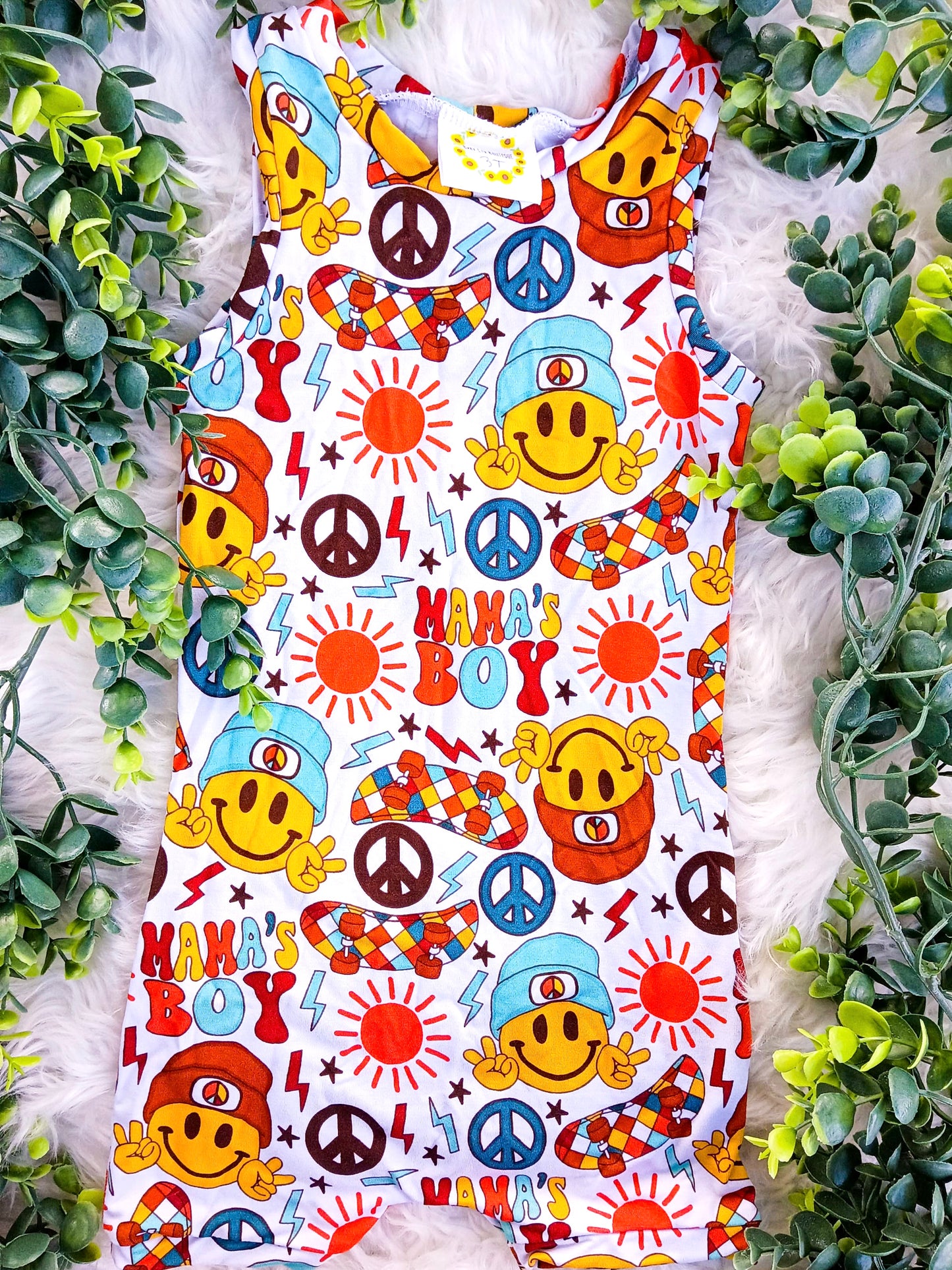 Size 3T- Bamboo Ready To Ship Mamas Boy Ollie Romper