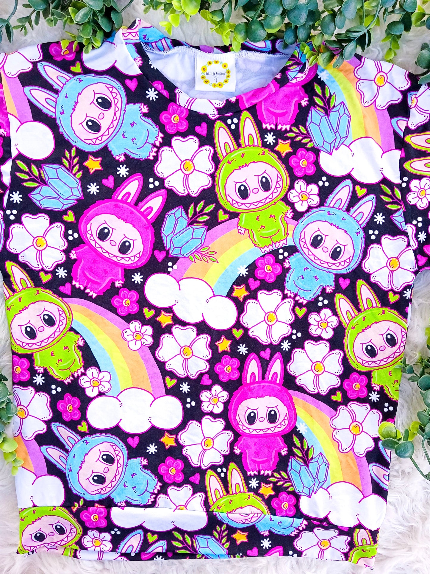 Size 9- Bamboo Ready To Ship Rainbow Bubu Short Sleeved Top