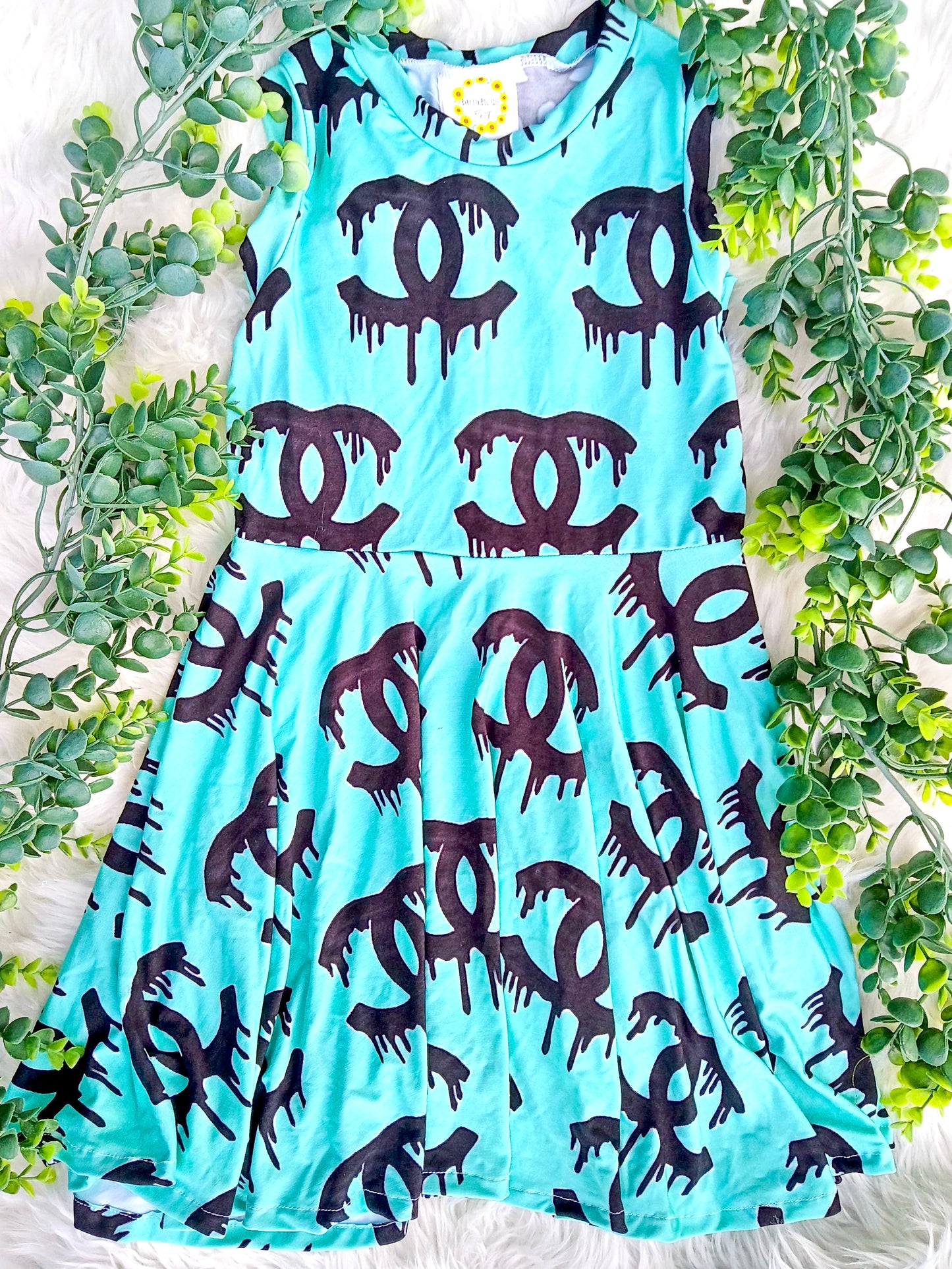 Size 5T- Bamboo Ready To Ship Drip Boujee Tank Dress